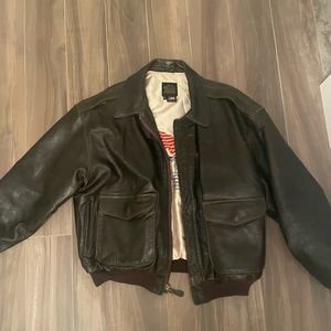 Navy 992 Leather Bomber Jacket 